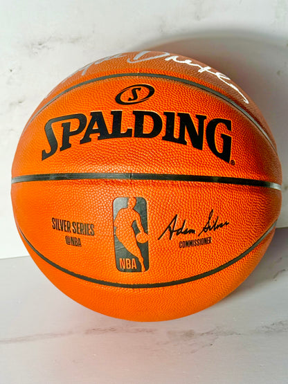 Clyde Drexler & Hakeem Olajuwon Signed Houston Official Basketball JSA Certified