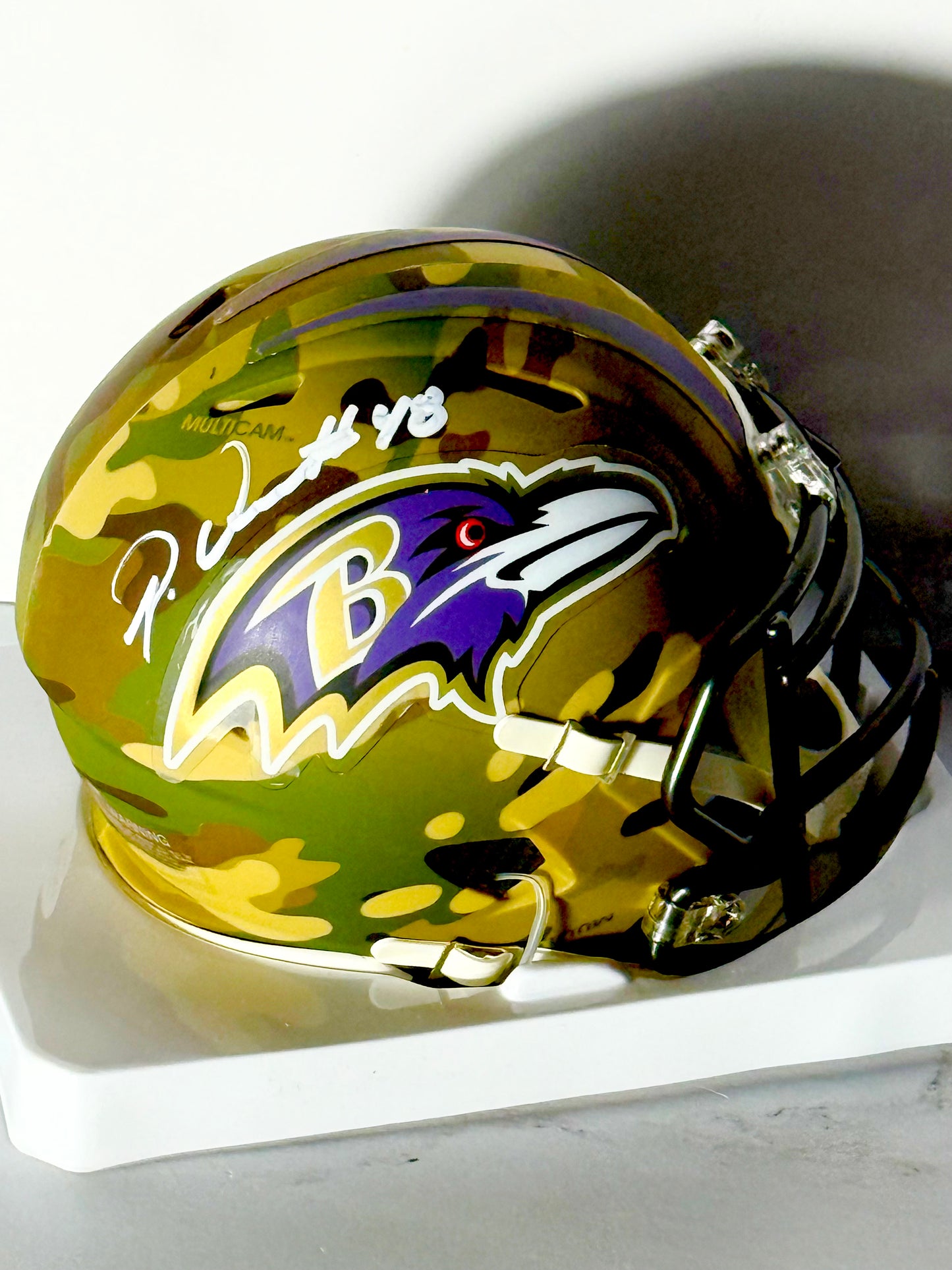 Patrick Queen Signed Ravens Camo Mini Helmet Beckett Certified