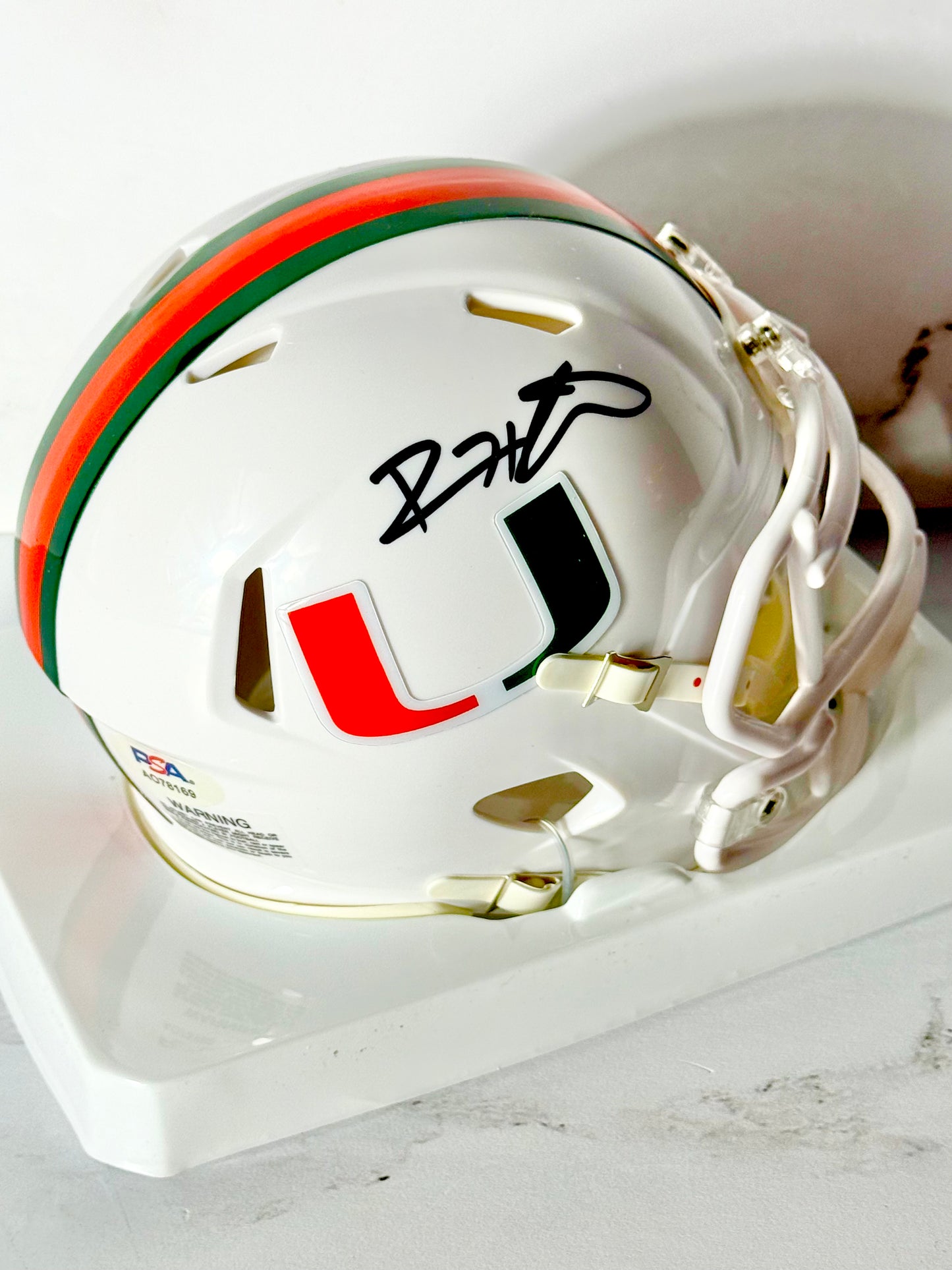 Devin Hester Signed Hurricanes Bears Mini Helmet PSA Certified