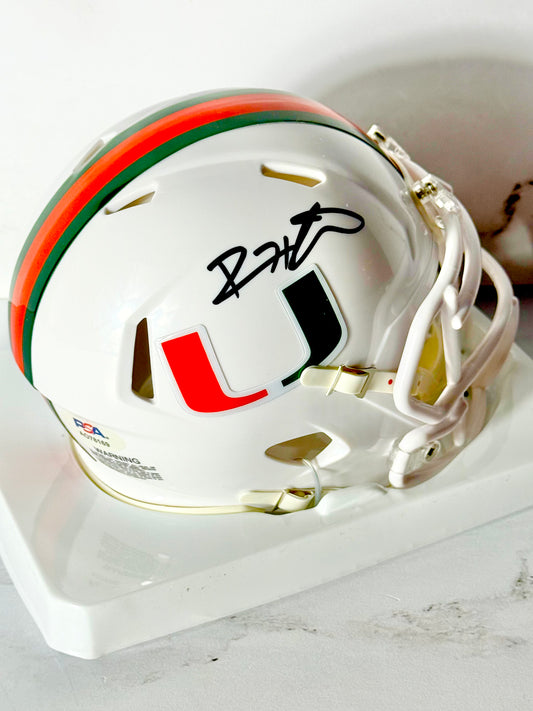 Devin Hester Signed Hurricanes Bears Mini Helmet PSA Certified