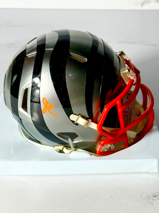 Jamarr Chase Signed Bengals Flash Mini Helmet JSA Certified