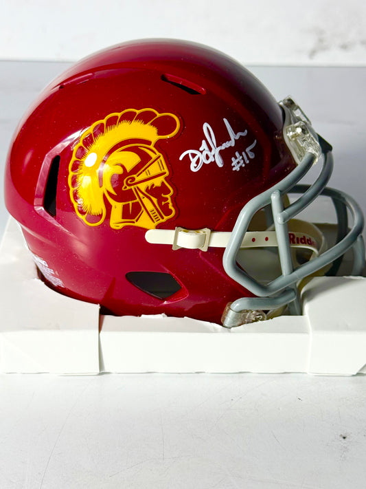 Drake London Signed USC (Falcons) Mini Helmet Beckett Certified