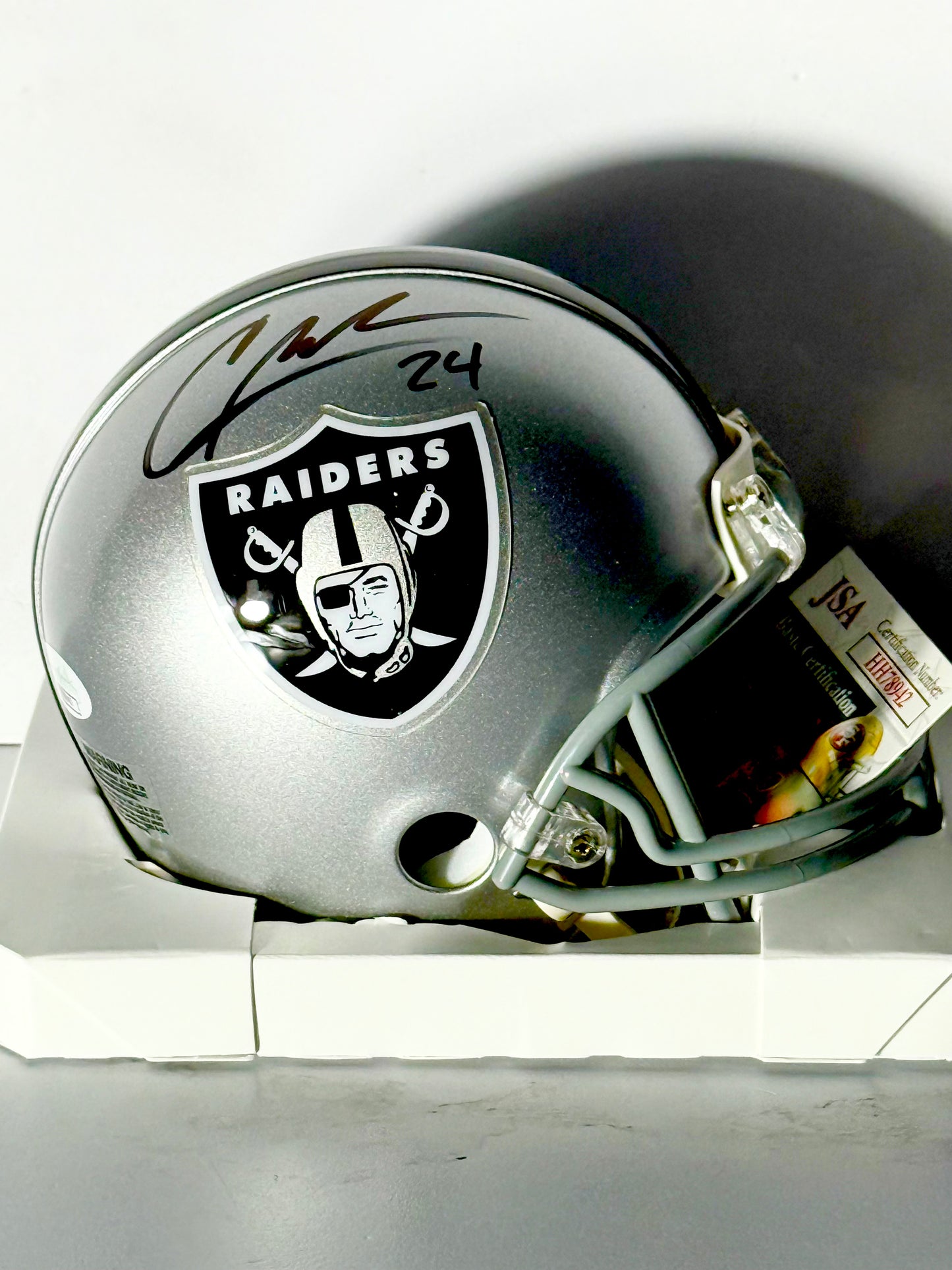 Charles Woodson Signed Raiders Mini Helmet JSA Certified