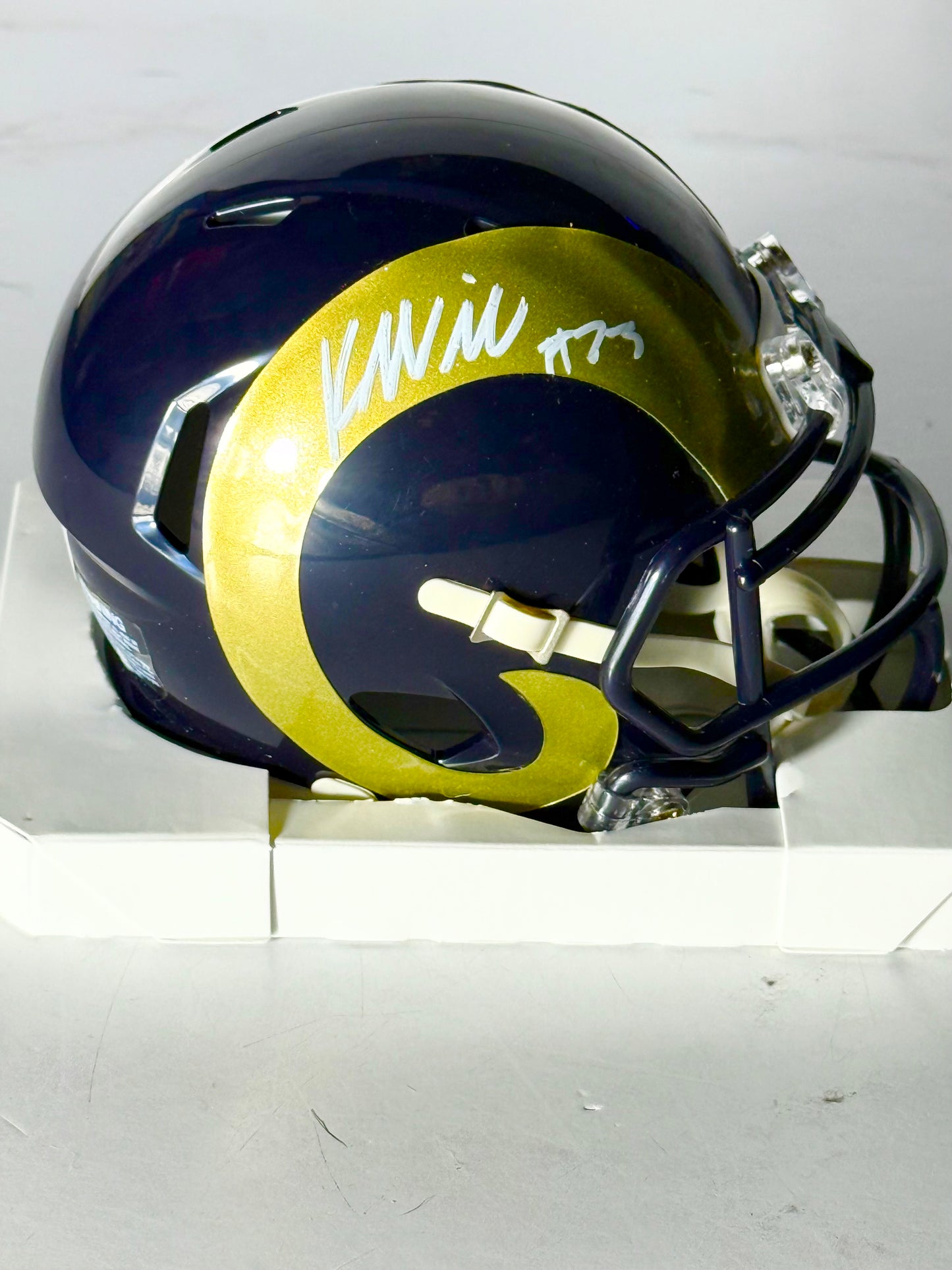 Kyren Williams Signed Rams Throwback Mini Helmet Beckett Certified