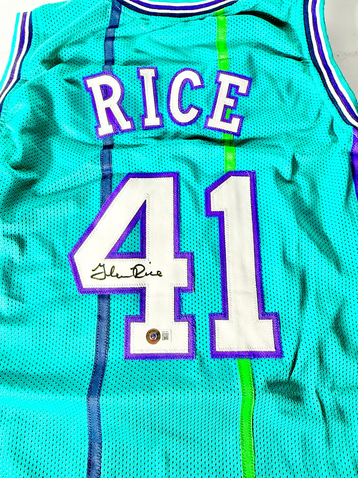 Glenn Rice Signed Hornets Jersey Beckett Certified