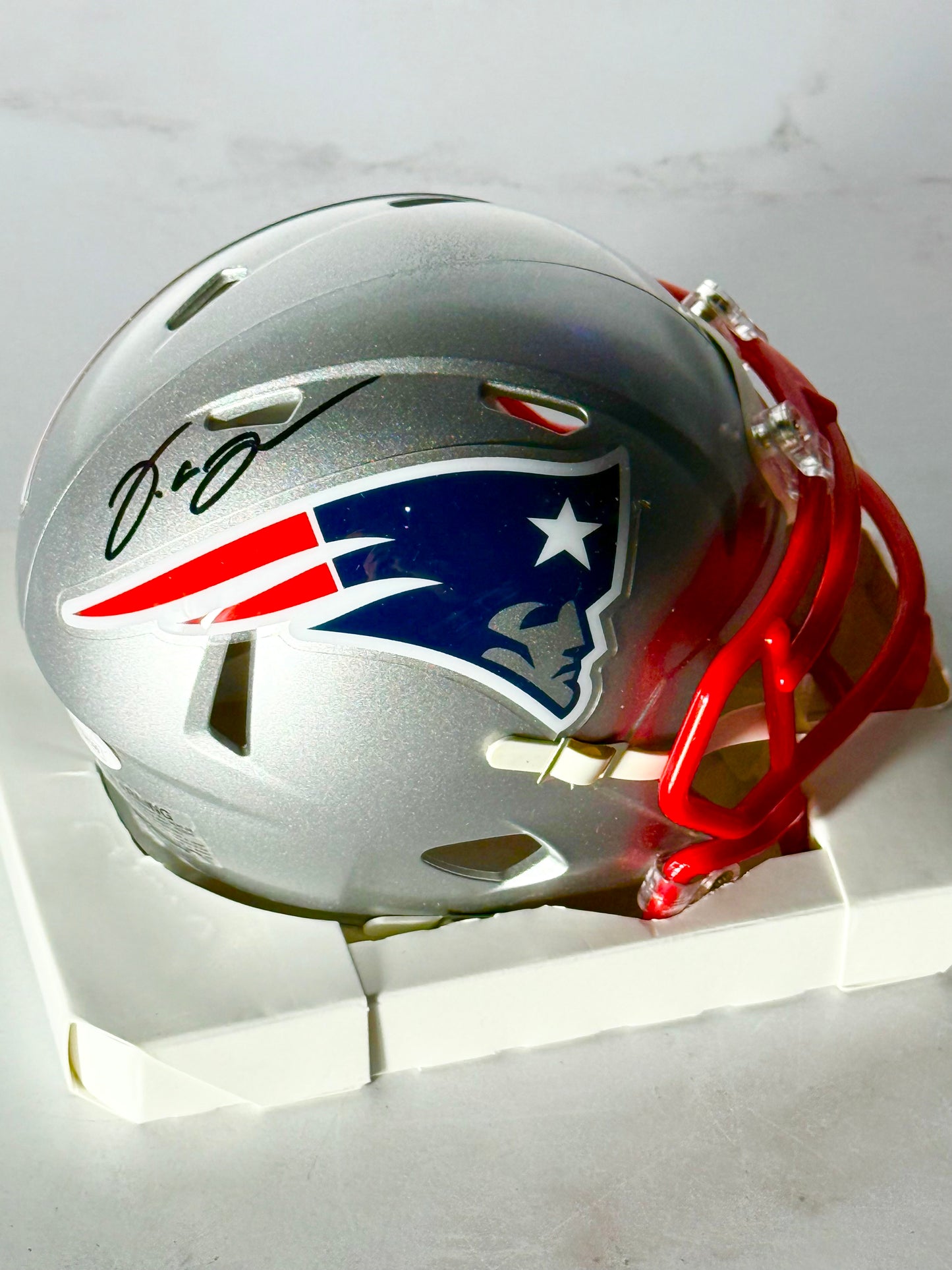 JC Jackson Signed Patriots Mini Helmet JSA Certified