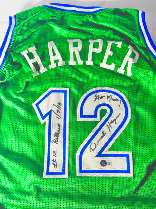 Derek Harper Signed Mavericks Jersey (#12 Retired 1/7/18 Go Mavs!) Beckett Certified (Stock photo)