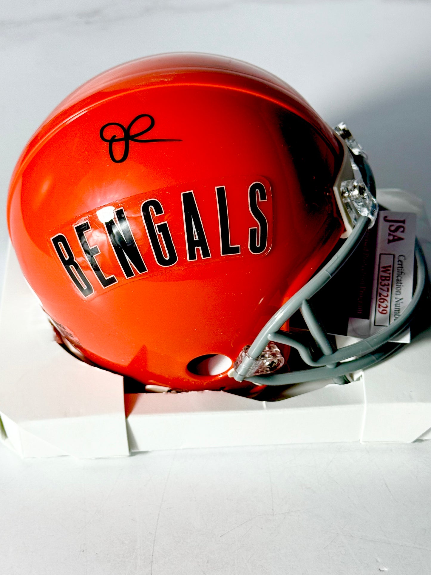 Jamarr Chase Signed Bengals Throwback Mini Helmet JSA Certified