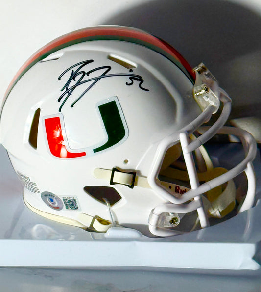 Ray Lewis Signed Hurricanes Mini Helmet Beckett Certified