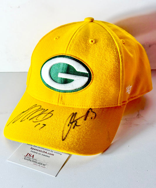 Aaron Rodgers & Devante Adams Signed Packers Hat JSA Certified