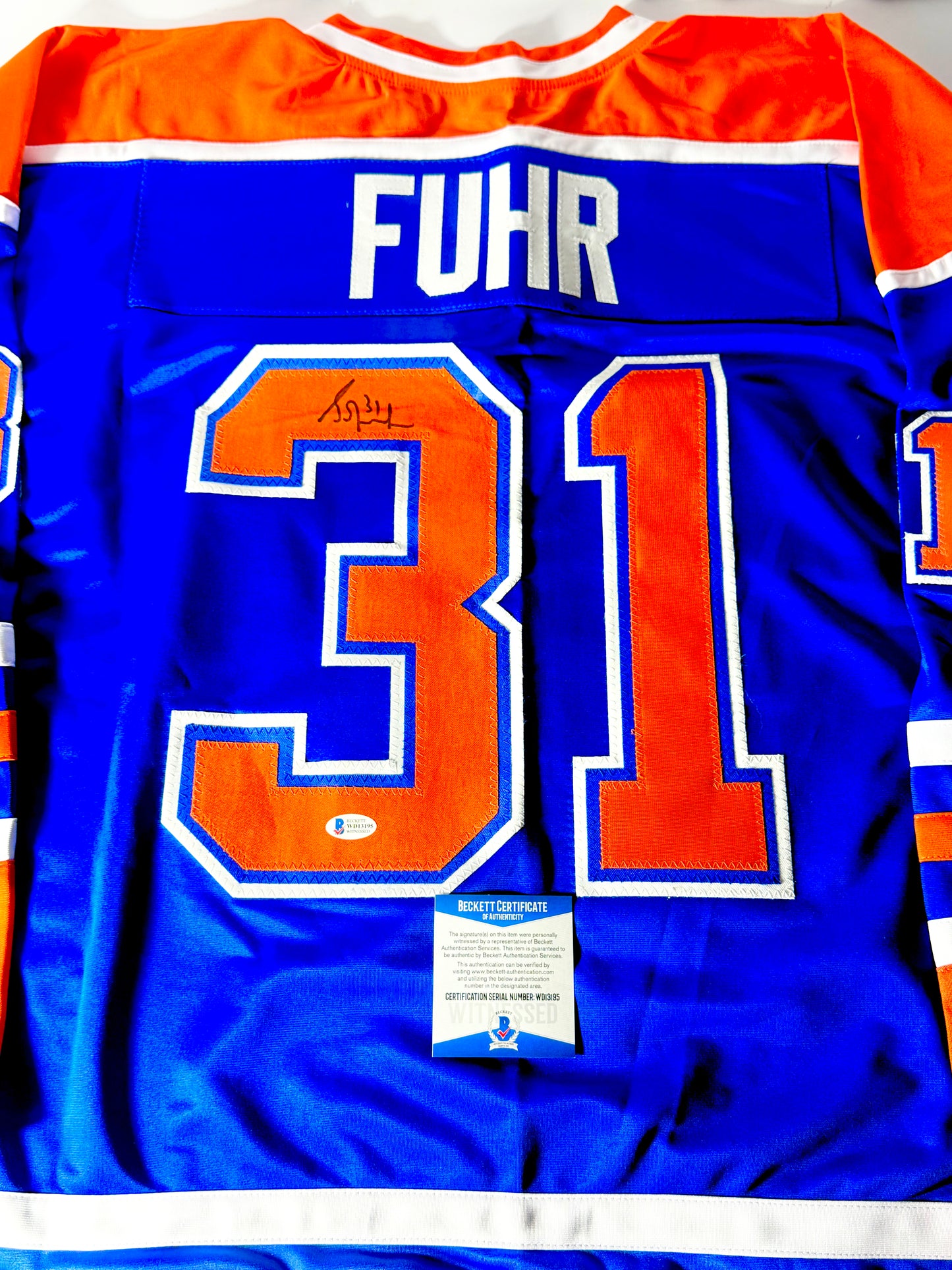 Grant Fuhr Signed Oilers Jersey Beckett Certified