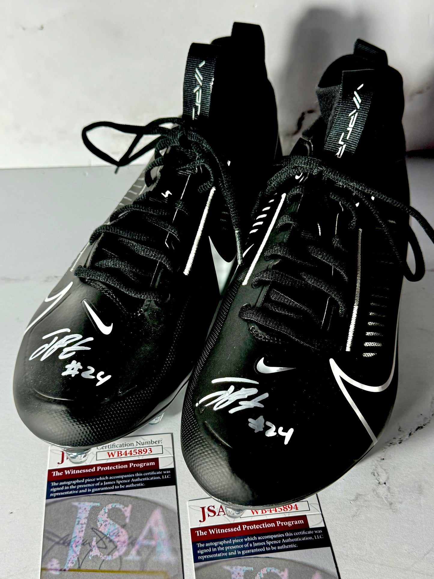 Joey Porter Jr. Signed Steelers Pair of Jaylen Warren Game Issued Cleats JSA & Steelers Certified