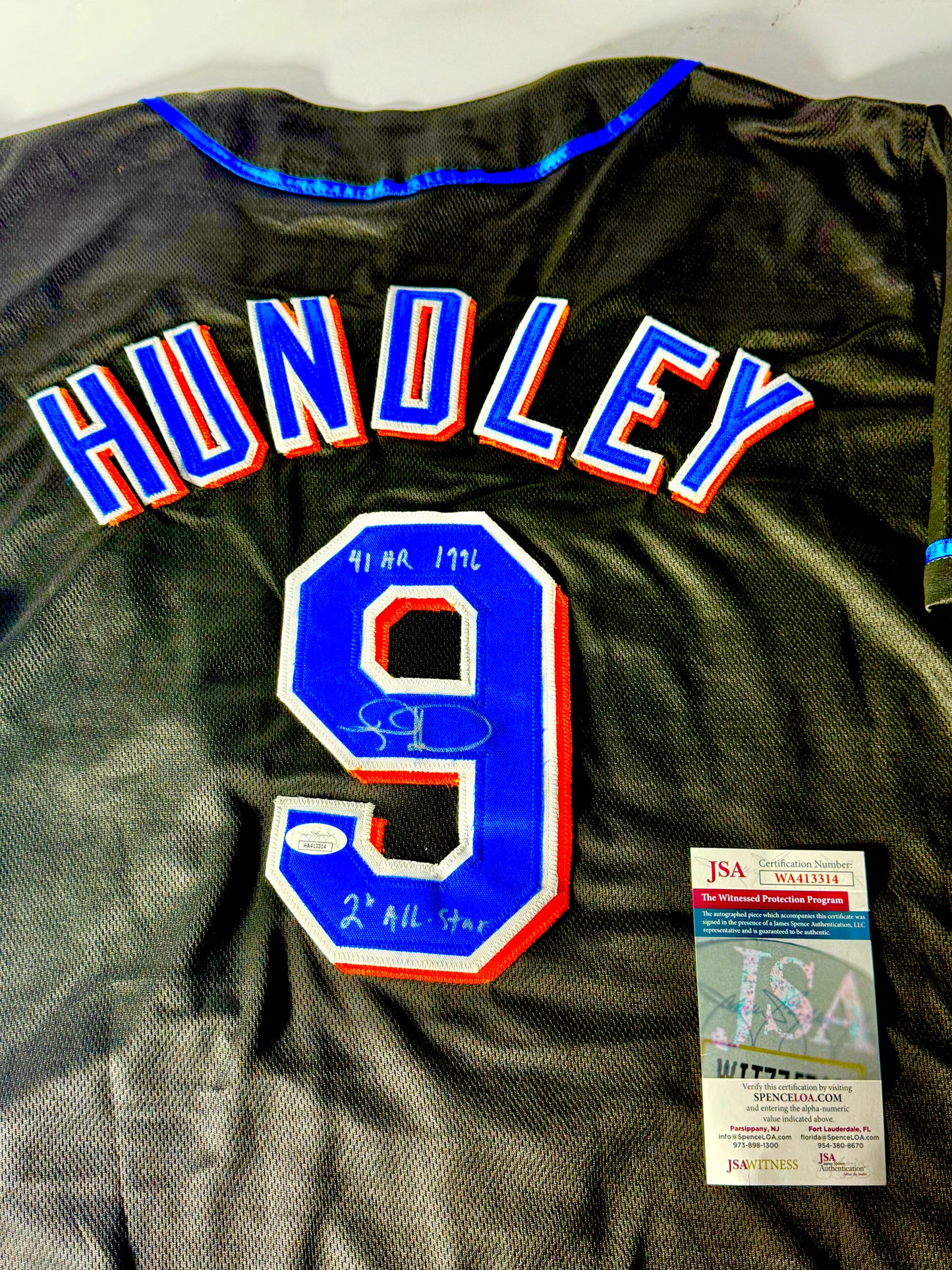 Todd Hundley Signed Mets Jersey (41 HR 1996 - 2X All Star) JSA Certified