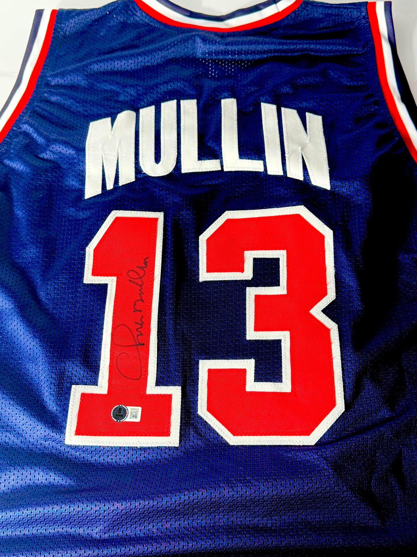 Chris Mullin Signed Team USA Warriors Jersey Beckett Certified