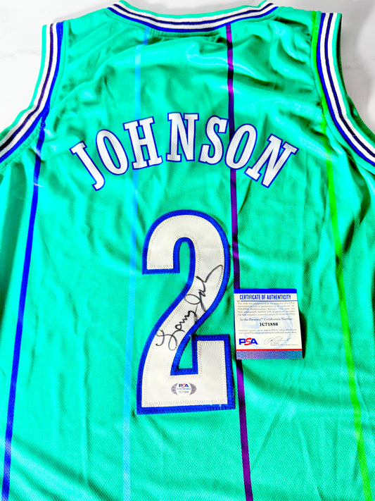 Larry Grand MaMa Johnson Signed Hornets Jersey PSA Certified